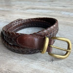 Coach Vintage Leather & Brass Braided Brown Belt